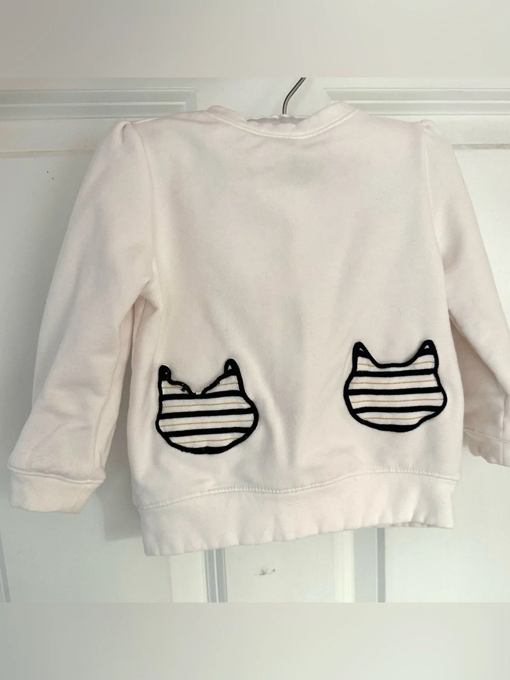 Gymboree Toddler Girls White Cat Pocket Sweatshirt 18 24 Months Back Bow Pullove